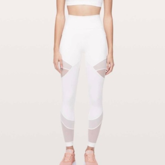 lululemon Forget the Sweat 25” leggings in white/ mesh sz 2 - Picture 1 of 5